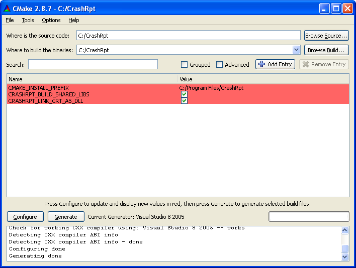 Cmake generator. Cmake (cmake-gui). CRASHRPT папка. Glut cmake. Cmake и AUTOTOOLS отличия.