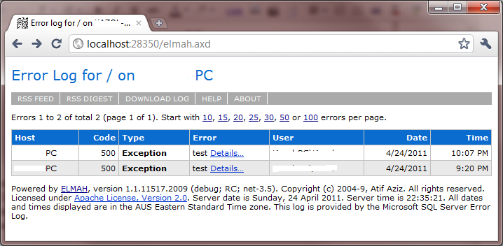 Logging Custom Errors To Elmah Io