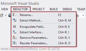 Refactor Menu in Visual Studio 2012