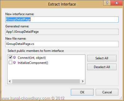 Visual Studio 2012 Refactor - Extract Interface