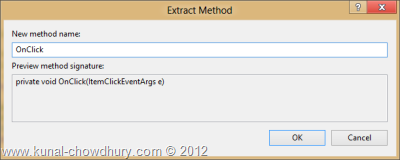 Visual Studio 2012 Refactor - Extract Method