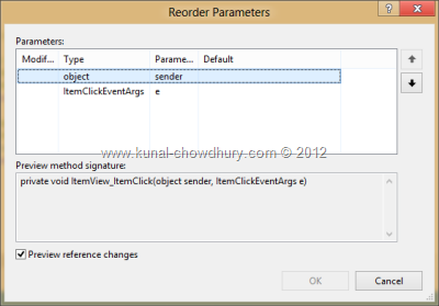Visual Studio 2012 Refactor - Reorder Parameters
