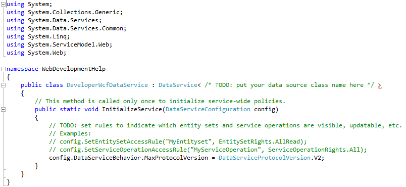 WCF Tutorial Template Code