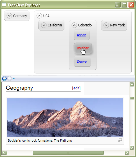 The TreeView with a layout customization in effect.
