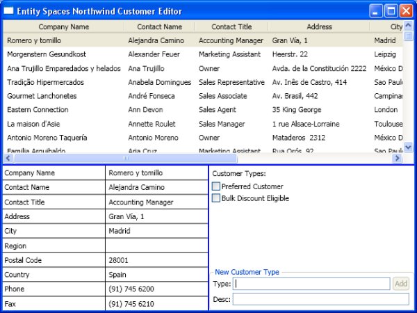 EntitySpaces Northwind Customer Editor
