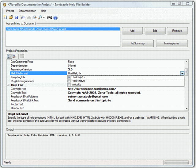 Sandcastle Help File Builder screenshot