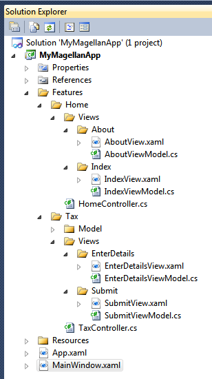 A screenshot of the Visual Studio solution explorer