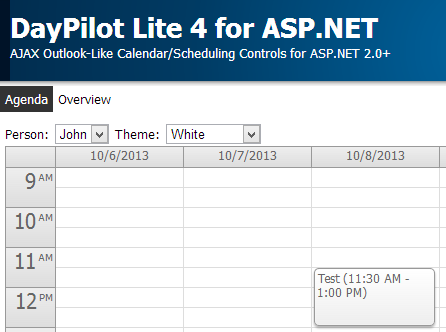 DayPilot Lite 4 Scheduling Project