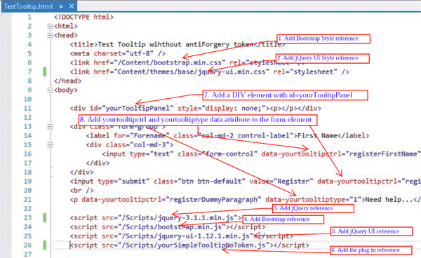 ASP.NET MVC Tooltip layout page no token