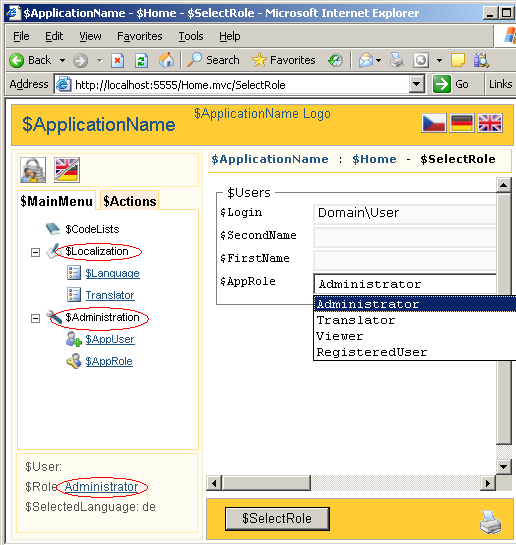 Change the CurrentRole management. Admin has its own set of navi links