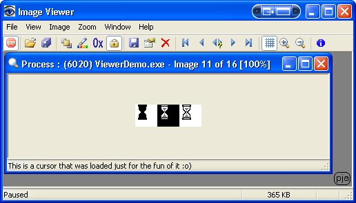 Image Viewer showing a cursor by using the ShowIcon() function