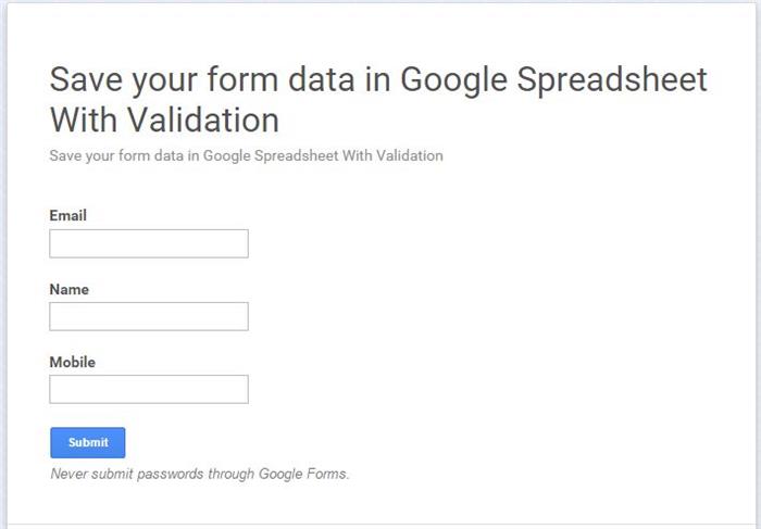 How To Save Form Data In Google Spreadsheet With Validation