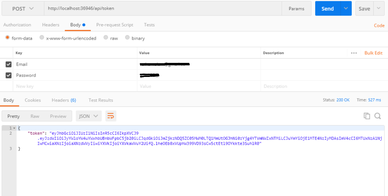 asp net core identity jwt token