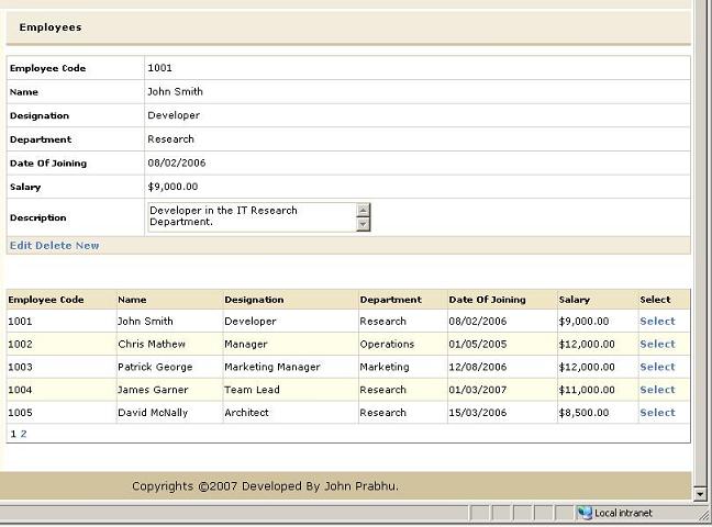 User-Interface - Employee Screen