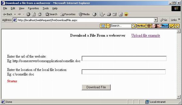 Screen Shot of Download file screen