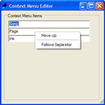 Picture of menu editor dialog