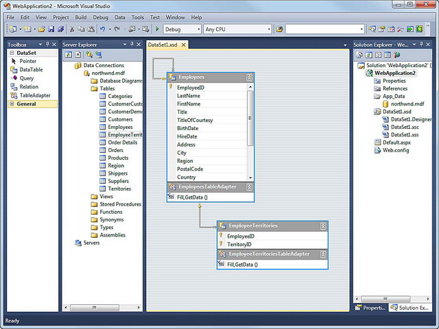 Схема бд в visual studio