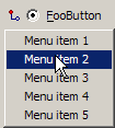 Radio button with a popup menu
