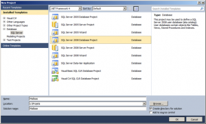 Creating new Database project in Visual Studio