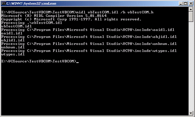 Compiling the IDL file with the MIDL compiler