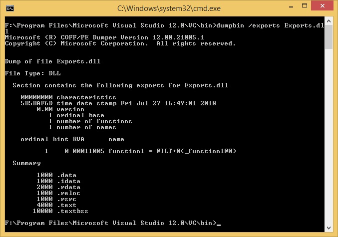 how to use dumpbin.exe visual studio 2018 how to use dumpbin.exe visual studio 2018