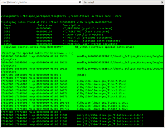 how to interpret a linux core dump file