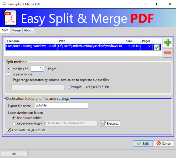 Split PDF file from C# / VB.NET applications
