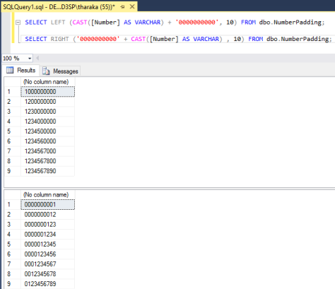 Sql padleft