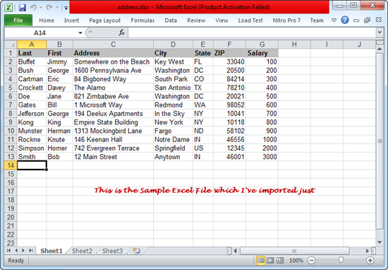 Sample Excel File