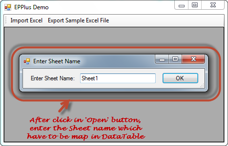 Enter Sheet Name