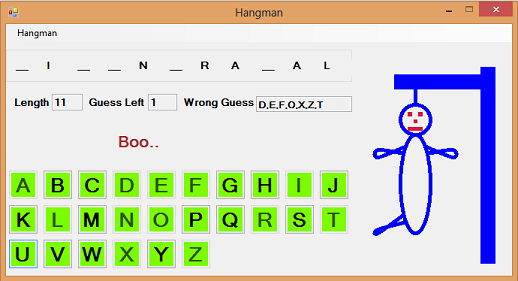 Udsøgt hage Klimatiske bjerge Hangman game in C# - CodeProject