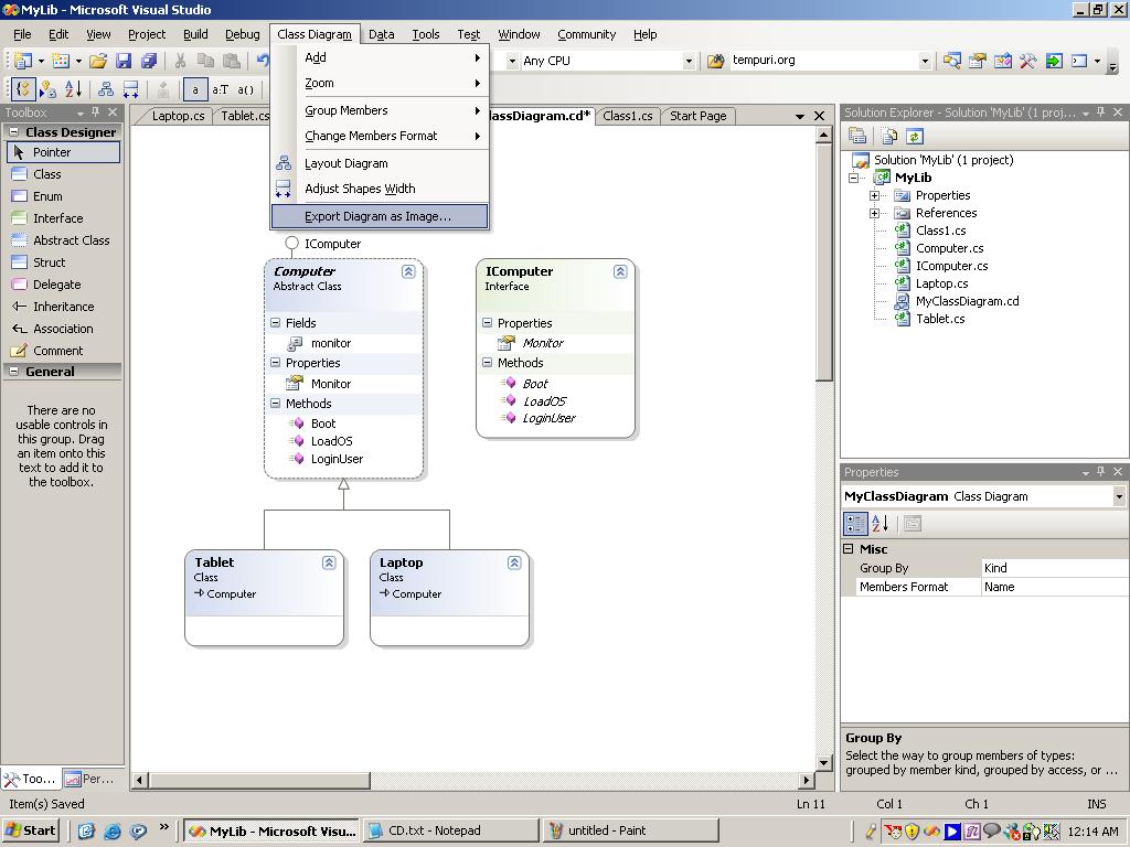 Class Diagram In Vs Net 2005