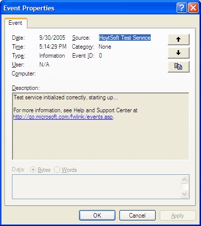 Test service in Service Manager