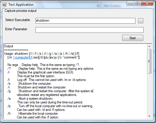 How to pass parameter to cmd.exe and get the result back into C#