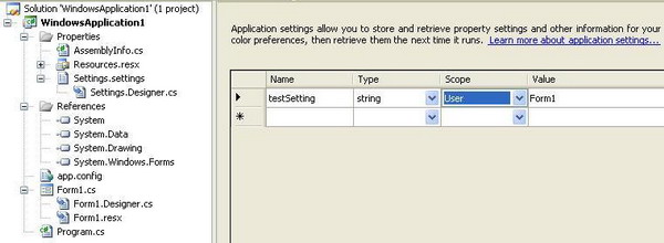 User Specific Application Settings