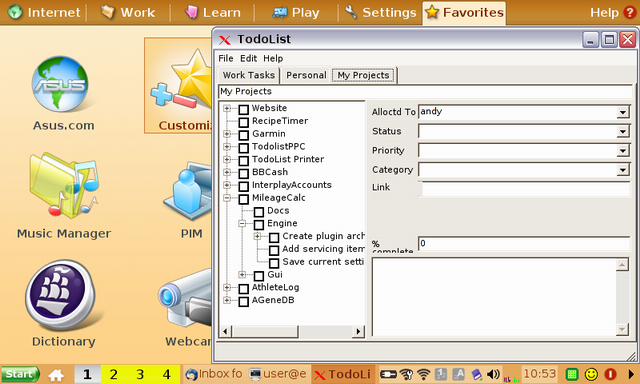 Eee PC running Todolist