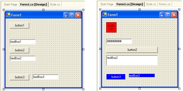 The Designer before and after style is applied