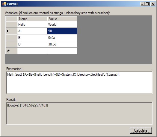 c# eval string