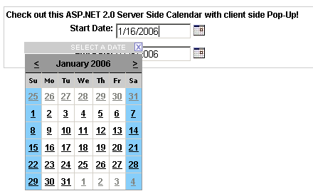 Asp Server Side Javascript Like Calendar Popup Codeproject