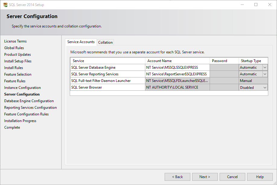 installation of sql server express 2014 windows 10