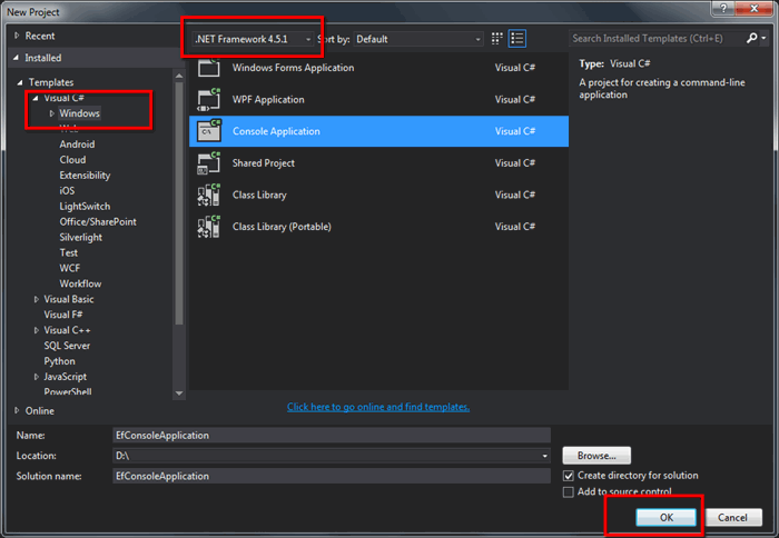Create Console Application in Visual Studio