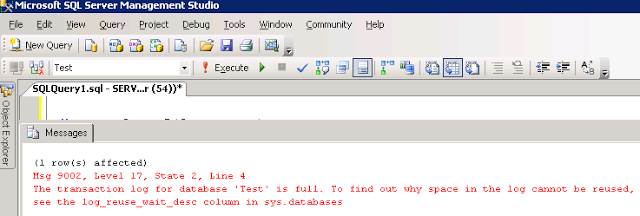 Transaction Log Full Issue in SQL Server- CodeProject