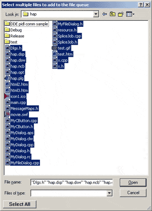 Resized subclassed CFileDialog with added 'Select All' button