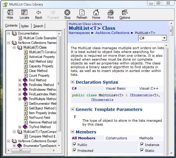 MultiList documentation screenshot