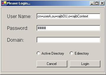 directory active authentication against edirectory codeproject user ldap via figure enters password