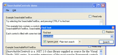 Example application screenshot