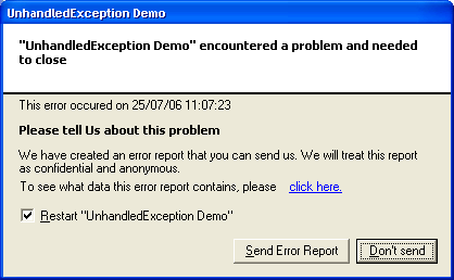 How to manage uncaught exceptions in JavaScript in order to show