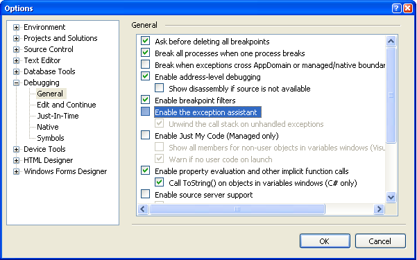 Enable Jit Debugging Vista