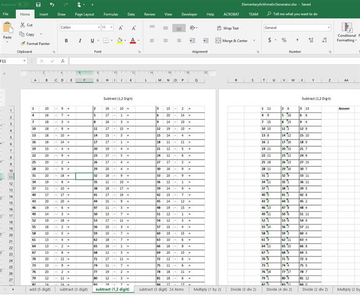 Elementary (Excel Template) for Kids Math Practice or Whoever is Bored and Wants Some "real" Challenge - CodeProject