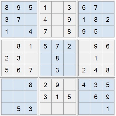 Sample starting state of a Sudoku board [5].